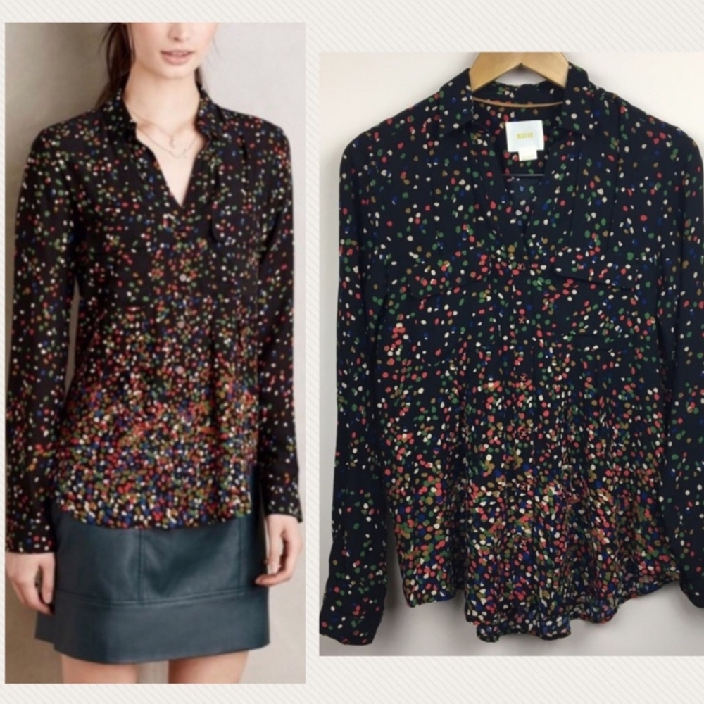 ANTHROPOLOGIE MAEVE Pintucked Wynwood Blouse